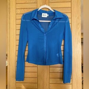 HELLO MOLLY 
Inspired By Me Mesh Top Blue